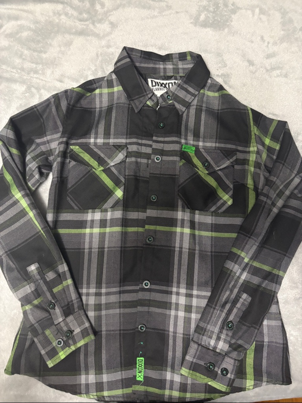 DIXXON Black, Gray & Green Plaid Button-Down Shirt